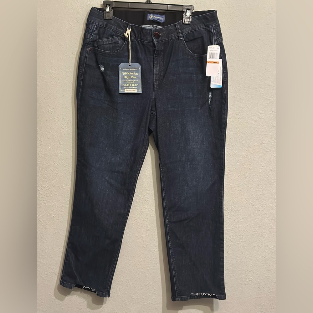 NWT Democracy Ab Solution High Rise Step Hem Distressed CoolMax Jeans